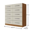 Ver imagem 3 de Cômoda 10 Gavetas Cinamono/off White Torres - Rodial