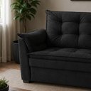 Ver imagem 3 de Sofá Alice 2 Lugares 140cm Preto Suede Pequeno Confortável
