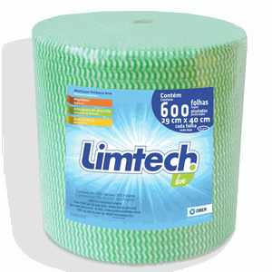 Pano Multiuso Limtech - 29cm X 240m - 600 Folhas - 35g/m² - Verde