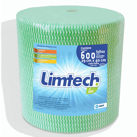 Pano Multiuso Limtech - 29cm X 240m - 600 Folhas - 35g/m² - Verde