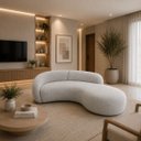 Ver imagem 1 de Sofá Zah 240 cm 4 Lugares Luxo Orgânico Curvo Bouclé Premium:Bouclé Cinza