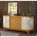 Ver imagem 1 de Buffet Mônaco Tampo e Base Curvos Cinamomo Off White Madetec