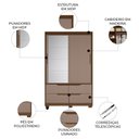 Ver imagem 3 de Guarda Roupa Casal 136cm com Espelho Solare Nogueira/Cappuccino a02 - Mpozenato