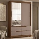 Ver imagem 1 de Guarda Roupa Casal 136cm com Espelho Solare Nogueira/Cappuccino a02 - Mpozenato
