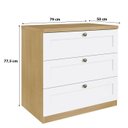 Ver imagem 3 de Cômoda 79 Cm X 77 Cm para Quarto com 3 Gavetas 100% Mdf Cor:savana com Branco Fosco