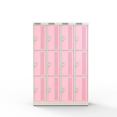 Armário de Aço 12 Portas - Nk 4303 Nilko Armários Rosa Flox Cadeado Padrão