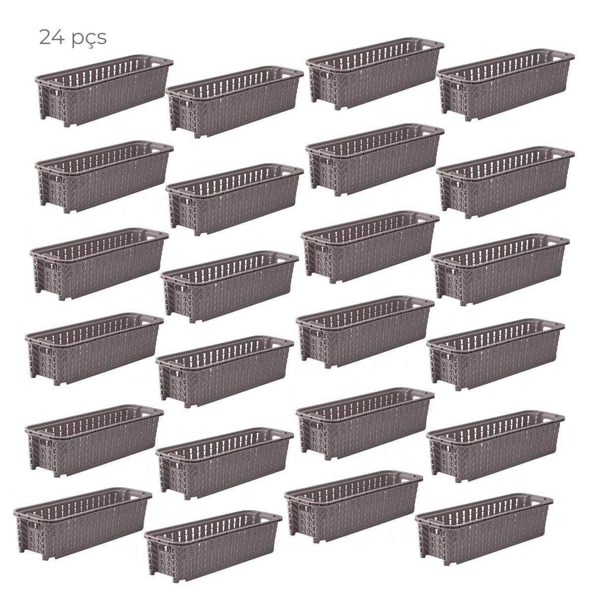 Conjunto com 24 cestas organizadoras 920ml empilhável Fendi - 1
