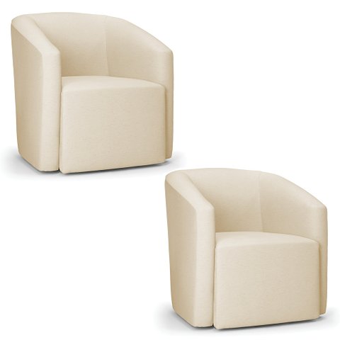 Poltrona Decorativa Orgânica Kit 2 Stella Max Linho Bege D03 - D’Rossi