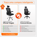 Ver imagem 4 de Cadeira de Escritório Oficial Diretor Vegas Preta com Apoio para Braços Confortável para Home Office