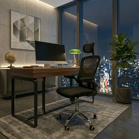 Cadeira de Escritório Diretor Oficial Vegas com Apoio - Preto + E-book