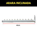 Ver imagem 3 de Duas Araras 1 Metro Fixa de Parede Estilo Moderno + Arara Rt Inclinada Suporte Cabides Aço