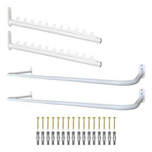 Duas Araras 1 Metro Fixa de Parede Estilo Moderno + Arara Rt Inclinada Suporte Cabides Aço