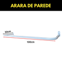 Ver mais imagens de Duas Araras 1 Metro Fixa de Parede Estilo Moderno + Arara Rt Inclinada Suporte Cabides Aço