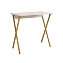 Ver imagem 1 de Mesa para Computador X 120x60 com Estrutura em Ferro para Escritório - Ferro Dourado Tampo Branco