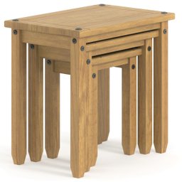 Conjunto de Mesinhas de Madeira Maciça Marrom Antique - 1