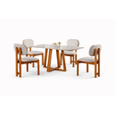 Ver imagem 2 de Sala de Jantar 4 Lugares Estrela Mesa e Cadeiras Organicas Madeira Maciça Linho Creme