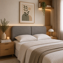 Ver imagem 2 de Cabeceira Clean 1.40m Dobrável Estofada Design Orgânico Curvo Cama Casal em Linho Cinza Lh Móveis