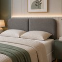 Ver imagem 4 de Cabeceira Clean 1.40m Dobrável Estofada Design Orgânico Curvo Cama Casal em Linho Cinza Lh Móveis