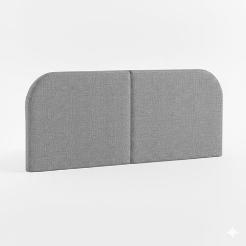 Cabeceira Clean 1.40m Dobrável Estofada Design Orgânico Curvo Cama Casal em Linho Cinza Lh Móveis