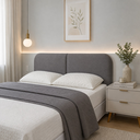 Ver mais imagens de Cabeceira Clean 1.40m Dobrável Estofada Design Orgânico Curvo Cama Casal em Linho Cinza Lh Móveis