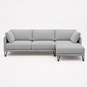 Ver imagem 5 de Sofá Sala de Estar Atena Chaise Direito Pés de Ferro 284cm 5 Lugares Linho Cinza M1 - Monari Design