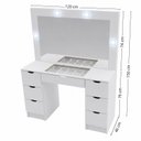 Ver imagem 3 de Penteadeira Camarim Liz com Espelho LED 7 Gavetas e Vidro Branco