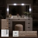 Ver imagem 5 de Penteadeira Camarim Liz com Espelho LED 7 Gavetas e Vidro Branco