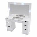 Ver imagem 2 de Penteadeira Camarim Liz com Espelho LED 7 Gavetas e Vidro Branco