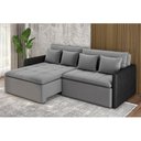 Ver imagem 1 de Sofá Cama com Molas Retrátil 220cm 4 Almofadas Varsóvia Linho