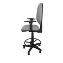 Ver imagem 2 de Cadeira Caixa Executiva Ergonômica Cinza Escritório Apoio Lombar Work NR17 Corino Braços Base Fixa