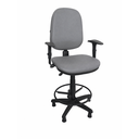 Ver imagem 1 de Cadeira Caixa Executiva Ergonômica Cinza Escritório Apoio Lombar Work NR17 Corino Braços Base Fixa