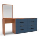 Ver imagem 2 de Cômoda Penteadeira Madri 8 Gavetas c/ Espelho 209x160cm Azul/Freijó 250804