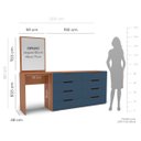 Ver imagem 3 de Cômoda Penteadeira Madri 8 Gavetas c/ Espelho 209x160cm Azul/Freijó 250804