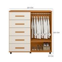 Ver imagem 3 de Guarda Roupa Casal Mercure com Espelho 6 Portas e Cômoda Toronto com Rodízios 05 Gavetas e 02