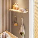 Ver imagem 1 de Prateleira Decorativa 60cm com 2 Cabideiros Ponto Wave Casatema MadeiraOriginals Marrom