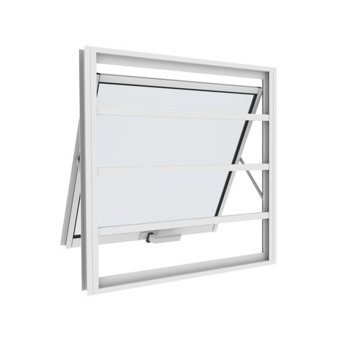 Janela Maxim-Ar com Grade 60CMX60CM em Alumínio Branco com Vidro – Vitrolar