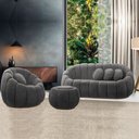 Ver imagem 1 de Sofá 2 Lugares com Puff e Poltrona Orgânica Fixa Cloud Bouclê Cinza Escuro E03 - D’Rossi