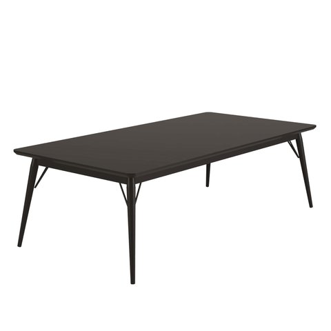 Mesa Jantar Netuno 10 Lugares 240x120 Cm Pés Madeira Metal Vidro Preto