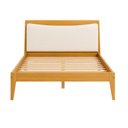 Ver imagem 3 de Cama de Casal em Madeira Maciça com Cabeceira Estofada Bento Yescasa Bege/Amêndoa