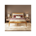 Ver imagem 1 de Cama de Casal em Madeira Maciça com Cabeceira Estofada Bento Yescasa Bege/Amêndoa