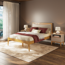 Ver imagem 5 de Cama de Casal em Madeira Maciça com Cabeceira Estofada Bento Yescasa Bege/Amêndoa