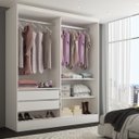 Ver imagem 2 de Guarda-roupa Solteiro Istambul 2 Portas 2 Gavetas com Espelho Branco - Panorama Móveis