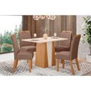 Ver imagem 1 de Conjunto: Mesa Sala Jantar Orus Tampo Madeirado C/ Vidro 120x80cm e 4 Cadeiras Bella Nature/suede