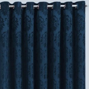 Cortina Jacquard 4,00x2,30 Para Varão Simples:Azul Marinho