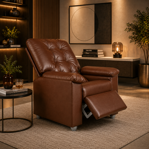 Poltrona do Papai Reclinável Mesquita em Corino Conforto Premium para Sala e Quarto:Marrom