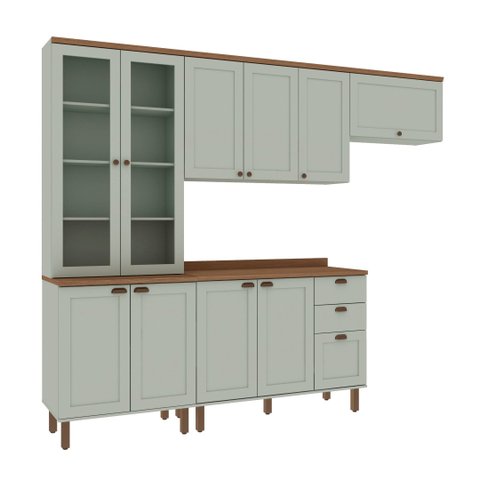 Cozinha Completa 4PÇS 10PTS 3 Gav Iluminata Verde Mint/Ebano