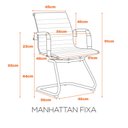 Ver imagem 3 de Cadeira Escritório Interlocutor Fixa Couro Ecológico (PU) Manhattan (Esteirinha) - Cor: Caramelo