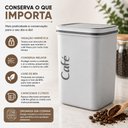 Ver imagem 3 de Pote Cafe Hermetico Grande 2000ml Quadrado Empilhavel Organizador 2L Cozinha Porta Mantimentos Cinza
