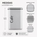 Ver imagem 7 de Pote Cafe Hermetico Grande 2000ml Quadrado Empilhavel Organizador 2L Cozinha Porta Mantimentos Cinza