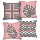 Ver imagem 1 de Kit com 4 Capas para Almofadas Decorativas Folhas Rosas